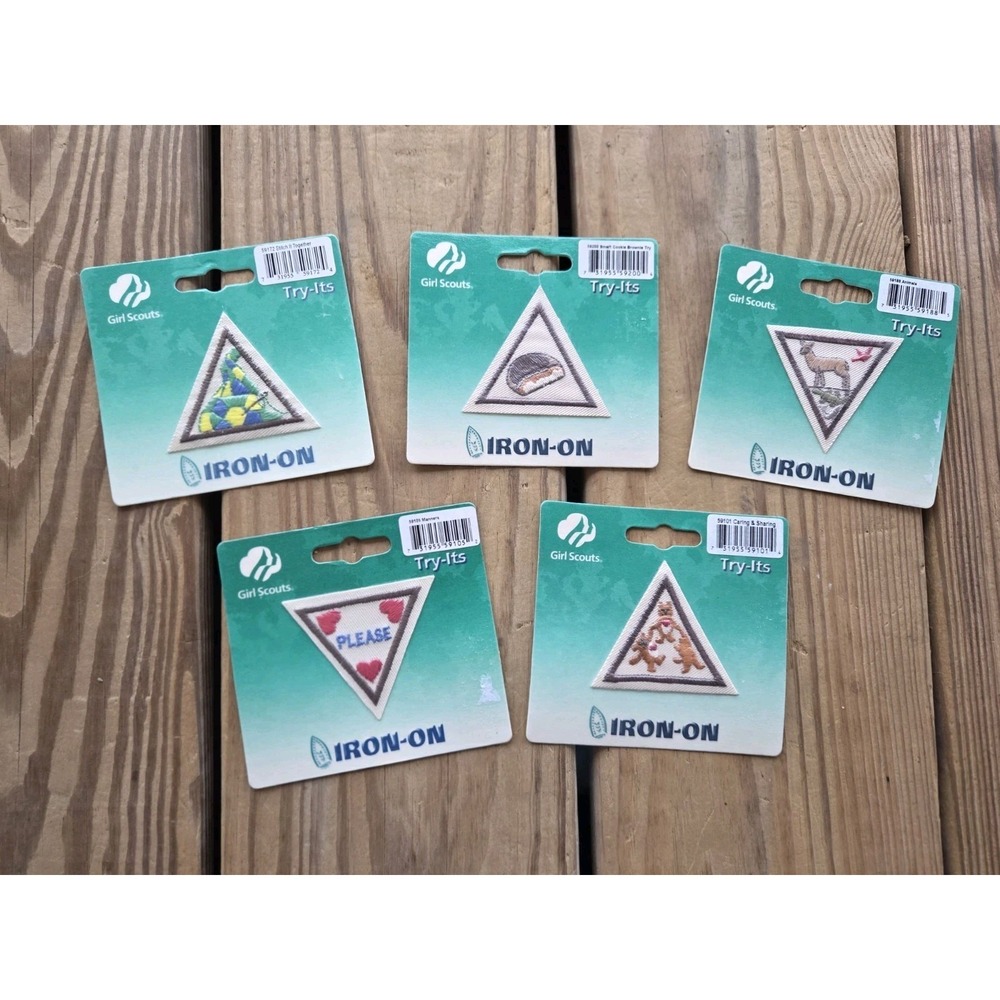 Girl Scots Try-Its Iron On Patch Lot - 5 New